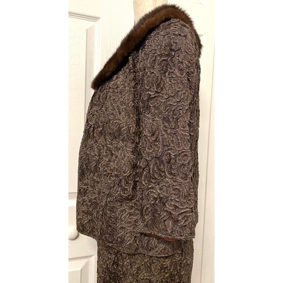 Vtg 50's RIVIERA INTERNATIONAL Genuine Fur Jacket Blazer Skirt Suit Womens Small - Picture 7 of 16